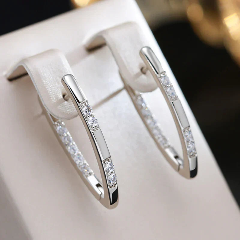 Brincos Exquisitos de Zircônia | Ouro Branco