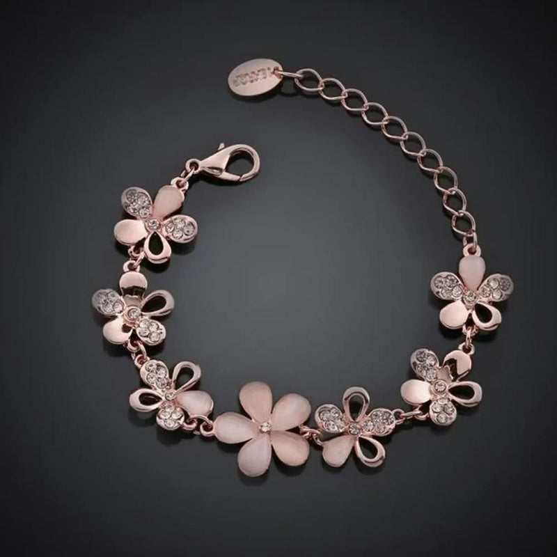Pulseira de Flor Rosa Antiga | Ouro Rosé