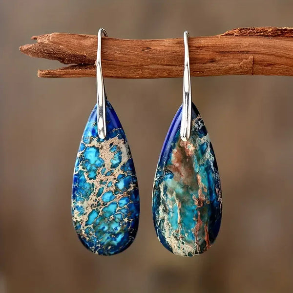 Brincos Azure Ocean Stone | Ouro Branco