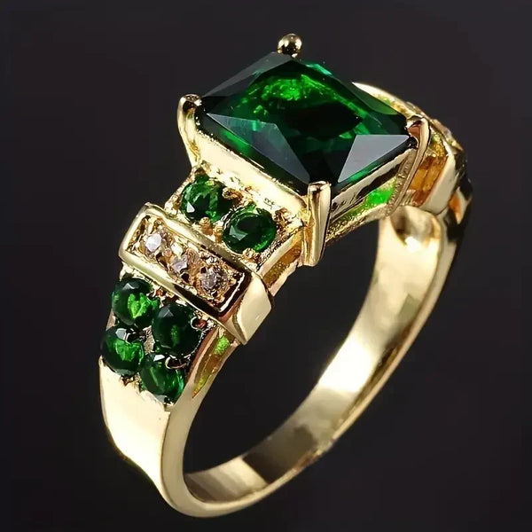 Anel Exquisito de Esmeralda | Ouro