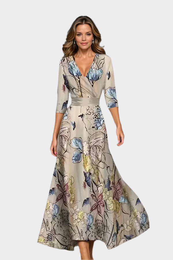Vestido Midi com Cintura Alta e Caimento Solto