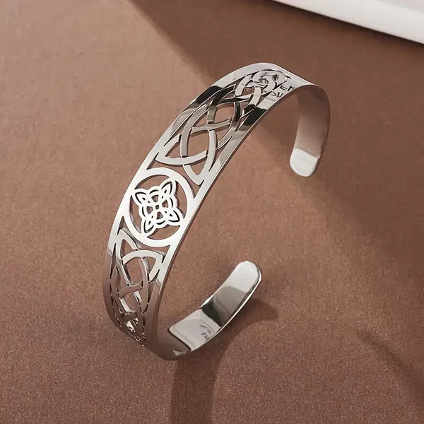 Pulseira Oca Aberta Prateada Exquisita | Ouro Branco