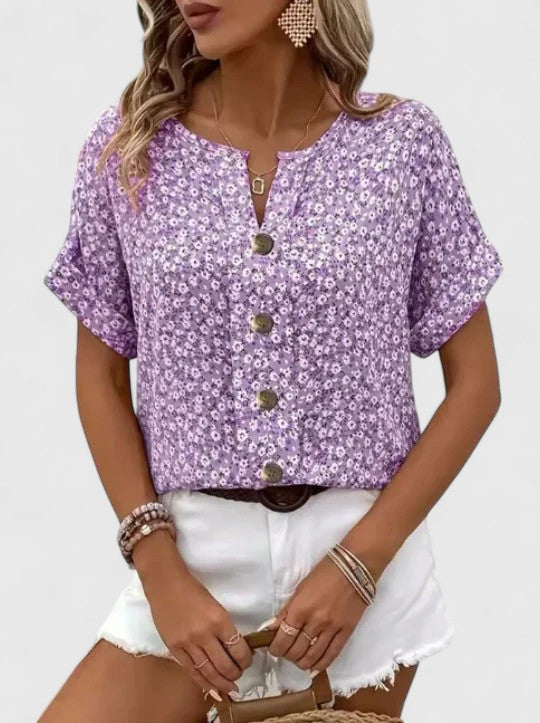 Sabine - Blusa Floral Elegante de Verão