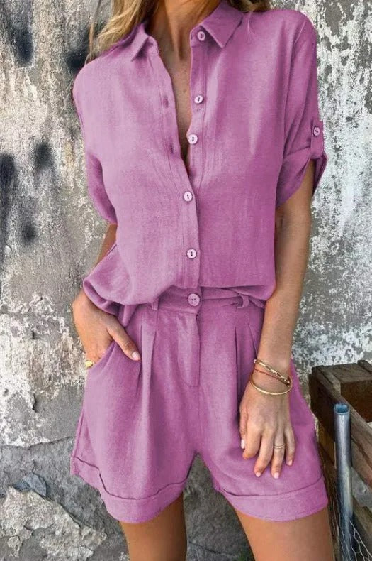 Linea | Conjunto Casual de Camisa e Shorts com Caimento Relaxado