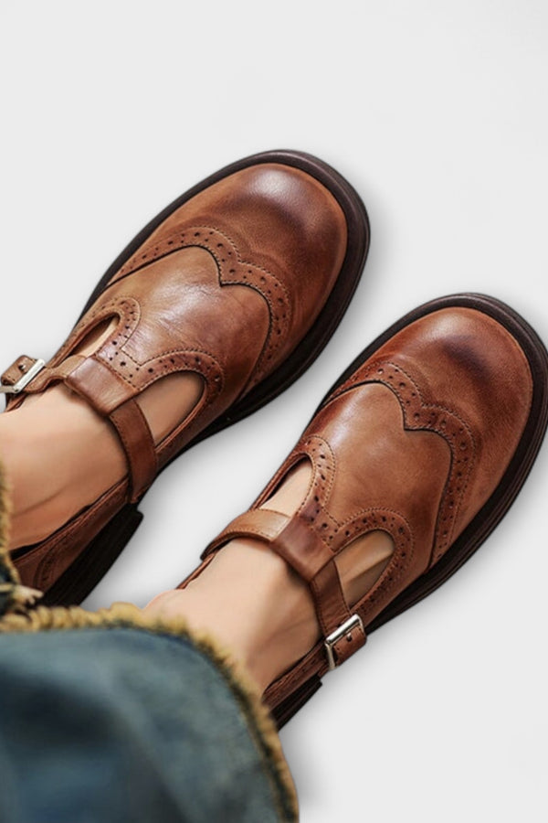 Elegantes Mary Janes de Couro