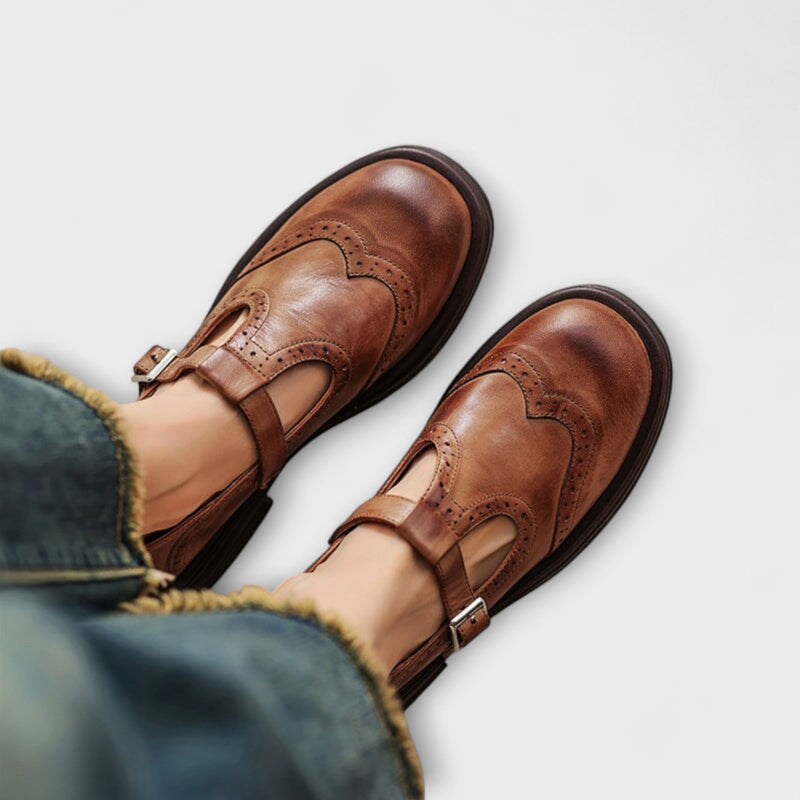 Elegantes Mary Janes de Couro
