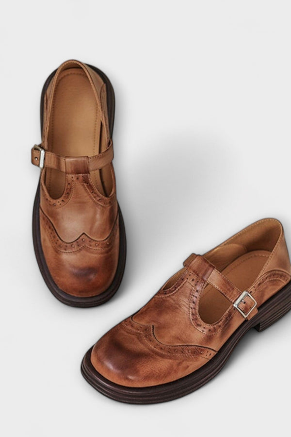 Elegantes Mary Janes de Couro