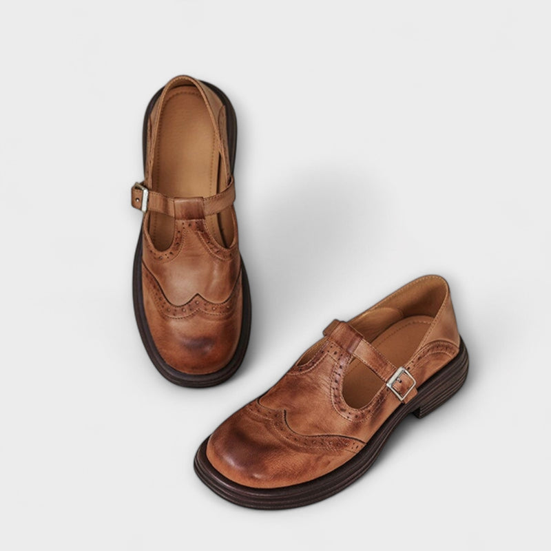 Elegantes Mary Janes de Couro
