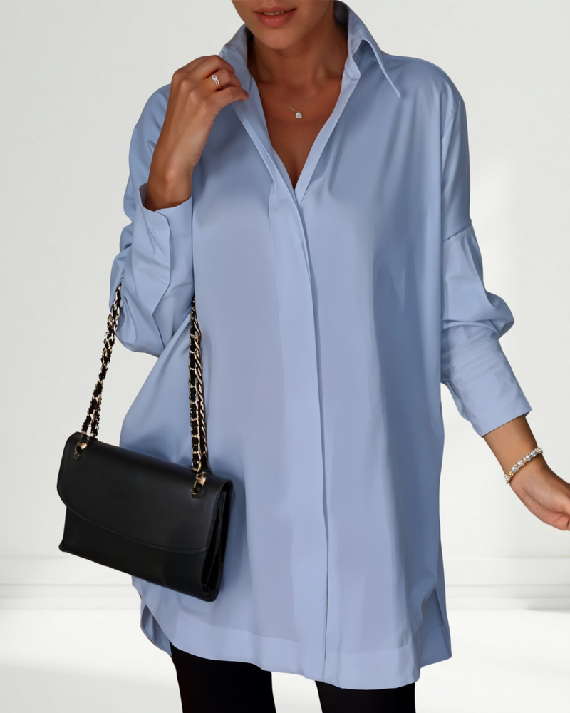 Lucrece | Camisa com Botão e Lapela Oversized