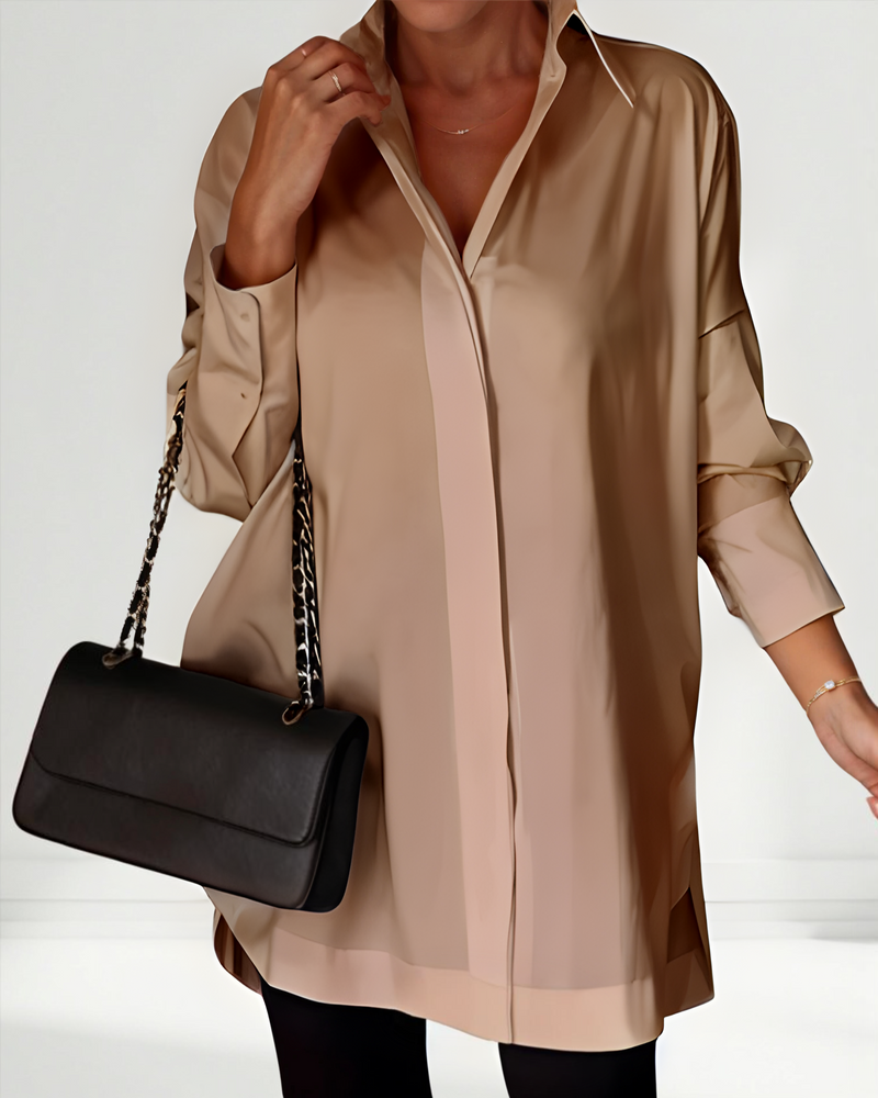 Lucrece | Camisa com Botão e Lapela Oversized