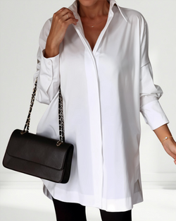 Lucrece | Camisa com Botão e Lapela Oversized