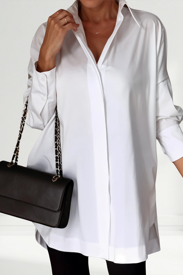 Lucrece | Camisa com Botão e Lapela Oversized