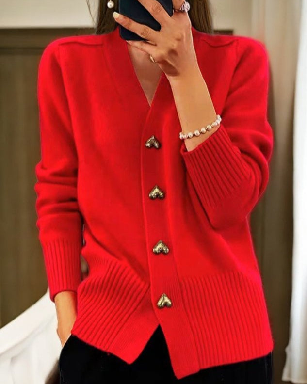 Chasie | Cardigã Elegante com Botão de Coração