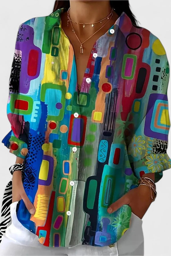 Rose™ | Blusa com Padrão Geométrico Elegante