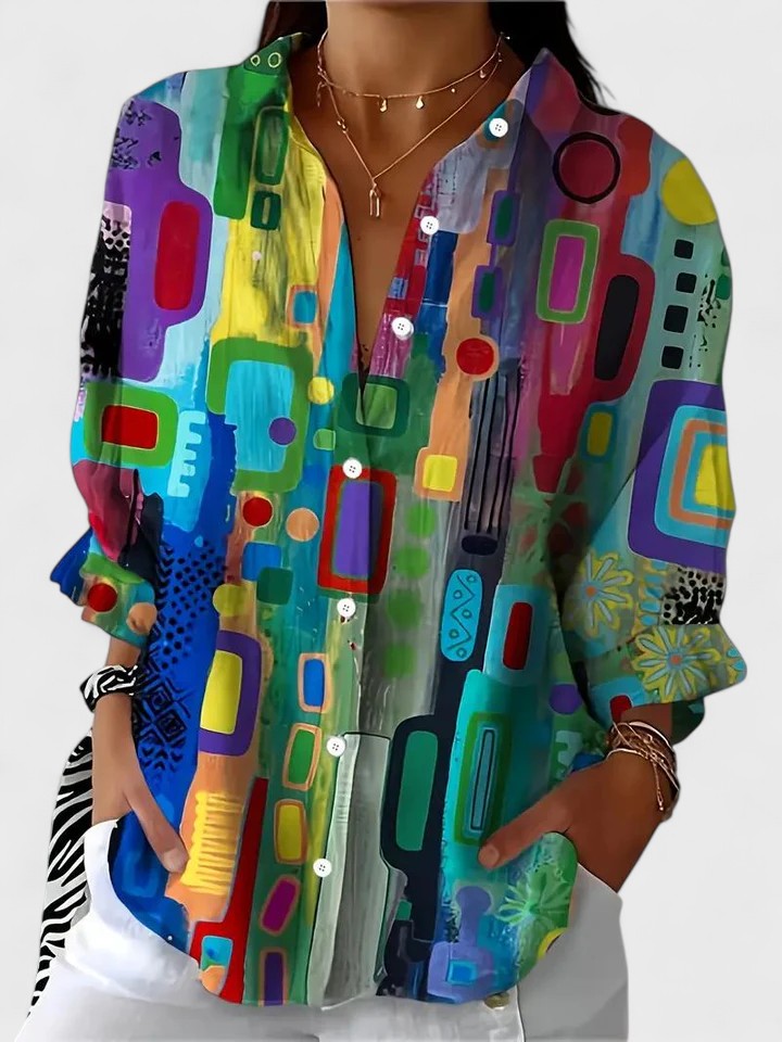 Rose™ | Blusa com Padrão Geométrico Elegante